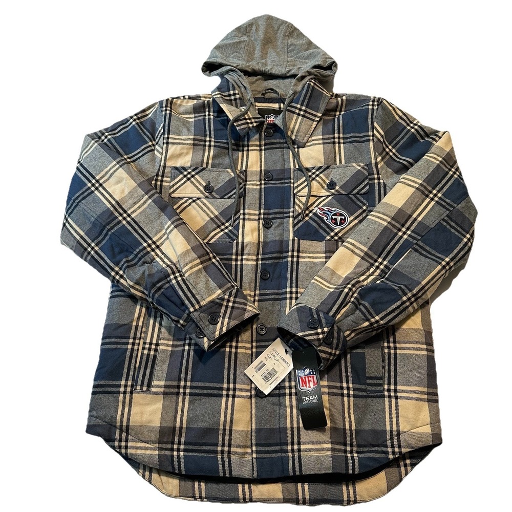 NWT Mens Small Tennessee Titans G-III Flannel Zip&Button Hoodie Jacket MSRP $120